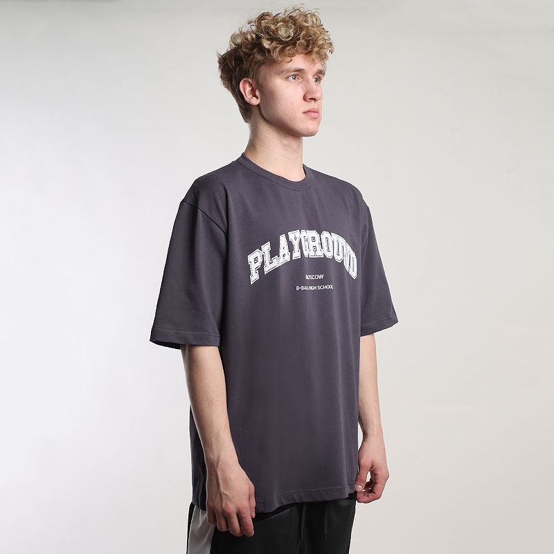 мужская серая футболка PLAYGROUND B-Ball High School Tee PG dark grey tee - цена, описание, фото 3